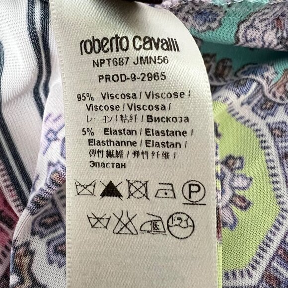 Roberto Cavalli Womens Multicolor Printed V Neck Top Sleeveless size IT 42 US 6 - Picture 10 of 12